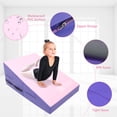 thumbnail image 5 of Gymnastics Wedge Mats 33" X 23.6" X 13.4" Folding for Home Use | Incline Mat Cheese Wedge With Zip Fastener, Waterproof Vinyl Cover, EPE Foam for Exercise, Tumbling, Yoga, Pilates, Pink & Dark Blue, 5 of 7
