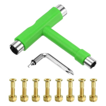 All-In-One Skate Tool, Portable Skateboard T Wrench with L-Type Cross Head Screwdriver, Green