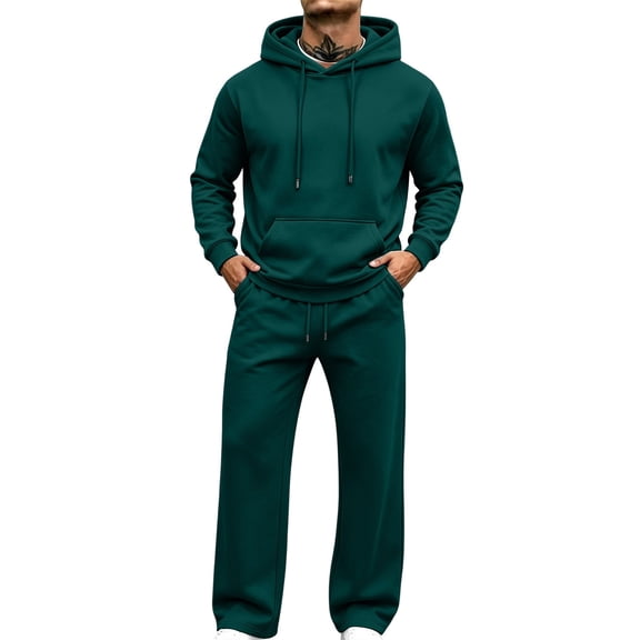 Gamivast Mens 2 Piece Tracksuits Long Sleeve Pullover Hoodie and Sweatpants Sweatsuit Set Casual Activewear Jogger Outfit for Fall Green XL