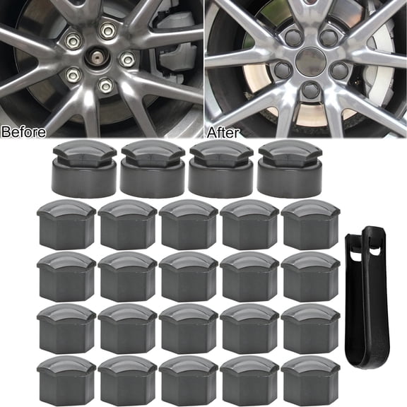 XUKEY 24pcs 17MM Grey Car Wheel Nut Cap Auto Tyre Hub Screw Anti-Rust Protection Cover