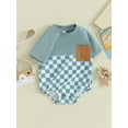 thumbnail image 3 of Suealasg Infant Boy Summer Romper 3M 6M 12M 18M Baby Long Sleeve Checkerboard Print One Piece Jumpsuit Onesie Bodysuit, 3 of 9