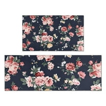 Pioneer Flower Floral Print Pattern Kitchen Rugs Sets Of 2,Anti Fatigue Kitchen Mat Rugs Non Slip Washable,Decorative Kitchen Floor Mats for Kitchen,Sink,Laundry,17"x30" 17"x47"
