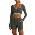thumbnail image 7 of Hesxuno Women Two Piece Workout Sets Halter Open Back Crop Tops High Waist Tummy Control Shorts with Pockets 2026 Athletic Gym Yoga Outfits Gray XXL, 7 of 7