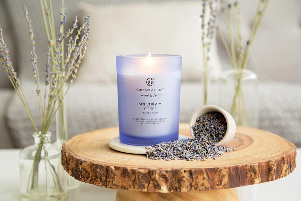 Chenran-Chesapeake Bay Medium Jar Candles Duo - Peace + Tranquility (Cashmere Jasmine) and Serenity + Calm (Lavender Thyme), Home Decor
