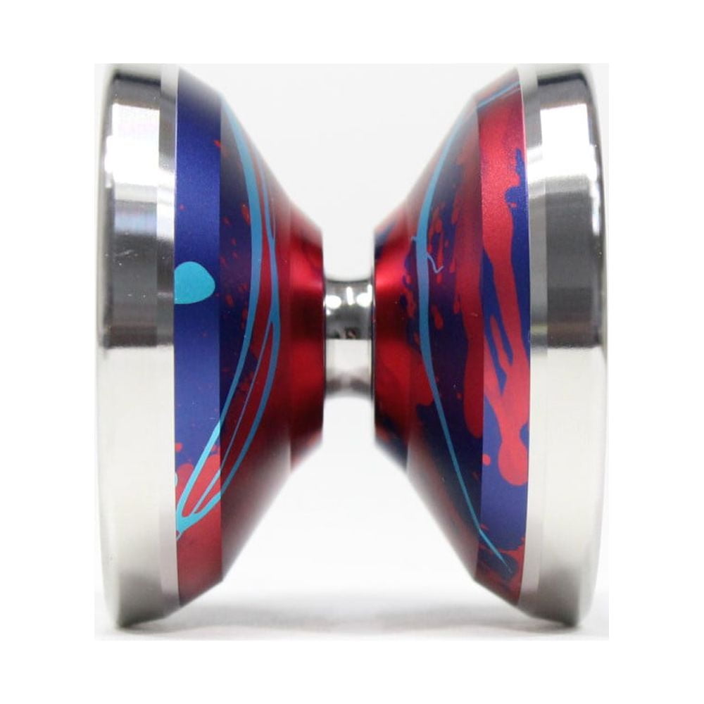 C3yoyodesign Eihwaz Yo-Yo - Bi-Metal - William Chow Signature YoYo (Blue/Red Splash with Silver Ring)