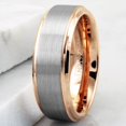 thumbnail image 4 of Tungsten Carbide Rings for Men Wedding Bands for Him 8mm Silver Rose Gold Plated Brushed Center, 4 of 10