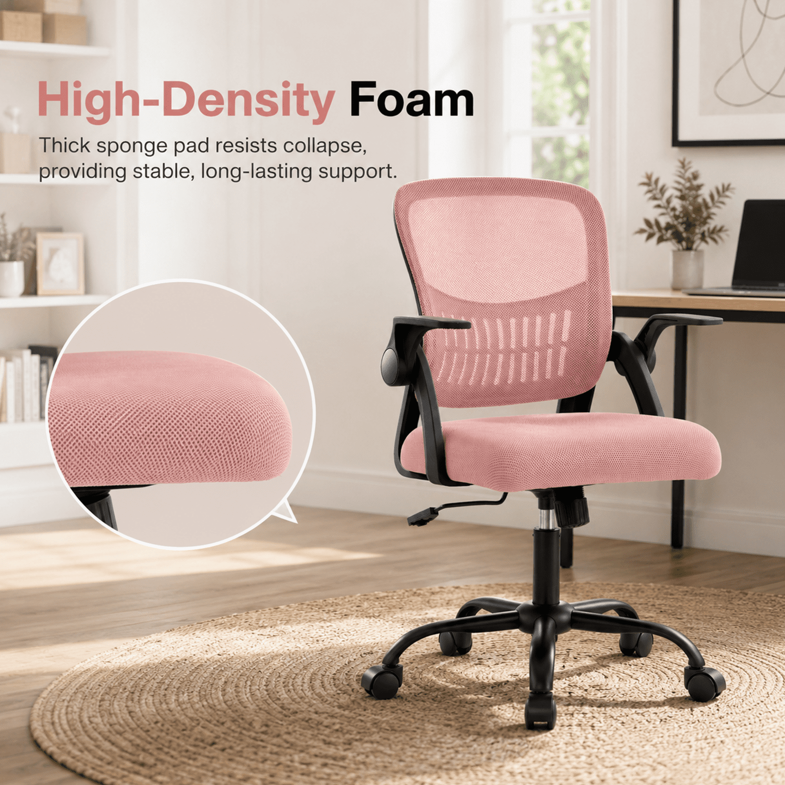 Alvantor Ergonomic Office Chair, Lumbar Support, Height Adjustable, Flip-up Armrest, Rocking Mode, 360 Swivel, Conference Room