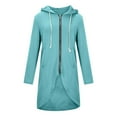 thumbnail image 4 of Women's Longline Zip Up Hooded Sweatshirt Cozy Fleece Lined Cardigan Jacket with Kangaroo Pockets Loose Fit Lounge Wear for Cool Weather, 4 of 9