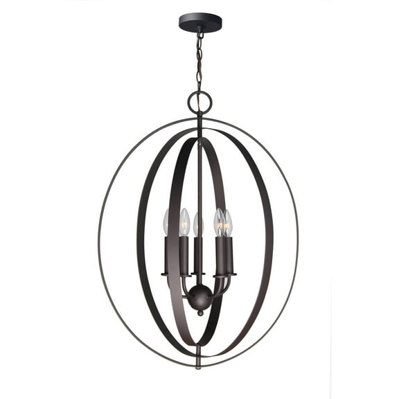 Woodbridge Lighting Camellia Oval 6-Light Metal Pendant Chandelier in Bronze
