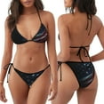 thumbnail image 3 of KLL American Flag Waving Print Print Bikini Set for Women,String Two Piece Halter Top Triangle Bikini Set with Tie Side Bottom Sexy Swimsuit Bathing Suits, 3 of 5