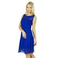 thumbnail image 4 of Bimba Women Blue Georgette Shift Dress Sheer Georgette Above Knee Party Dress, 4 of 6