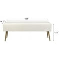 thumbnail image 3 of Homebeez Ottoman Bench, End of Bed 44" Velvet Indoor Window Upholstered Padded Bench with Metal Legs for Bedroom, Entryway, White, 3 of 6
