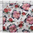 thumbnail image 2 of Soimoi Chinese Floral Printed, Poly Canvas Fabric, Decor Sewing Fabric by The Yard 56 Inch Wide,Decorative Fabric for Curtains Tote Bags, Red & Gray, 2 of 5