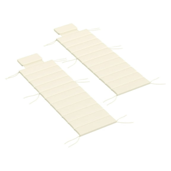 Foldable Chaise Lounge Cushion Set of 2, Outdoor Lounge Chair Cushions, UPF50 Olefin, 80" x 26", Cream White