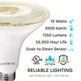 thumbnail image 7 of Luxrite Dusk to Dawn PAR38 LED Bulb 3000K Soft White 1250 Lumens Wet Rated Security Spotlight UL Listed E26 4-Pack, 7 of 7