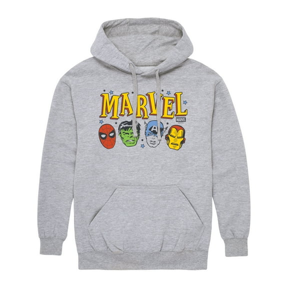 Marvel - Marvel Heads Retro -Mens Long Sleeve Fleece Pullover Hoodie