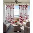 thumbnail image 4 of Pink Red Eucalyptus Leaves Blackout Curtains, Light Blocking Print Window Curtains, Watercolor Spring Summer Botanical Thermal Insulated Window Drapes for Living Room 2 Panels, 55"W x 39"L, 4 of 9