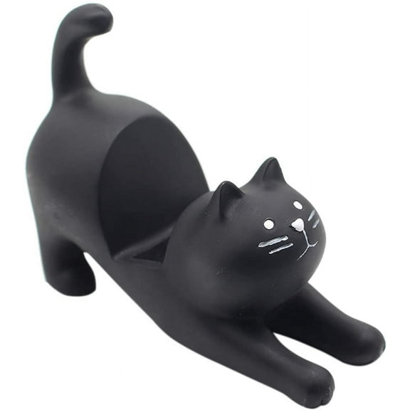 Desk Cell Phone Holder Stand Cute Stretching Cat Kitty for Office Free You Hands Home Ornament