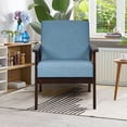 thumbnail image 4 of Gymax Wooden Upholstered Accent Chair Fabric Armchair Home Office Blue, 4 of 9
