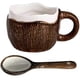 thumbnail image 1 of Coconuts Shell Shape Ceramic Coffee Cup With Ergonomic Handle And Spoon Included Thick Drinking Mug Elegant Gift, 1 of 4
