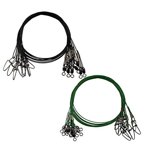 20 PACK Wire Fishing Leaders Heavy Duty Stainless Steel 150LB with Swivels Snaps 