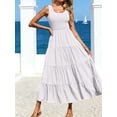 thumbnail image 2 of Summer Casual Smocked Midi Dress Women's 2026 Casual Loose Plain Maxi Sundress Smocked Tank Dress Sleeveless Spring Beach Tiered Long Dresses, 2 of 6