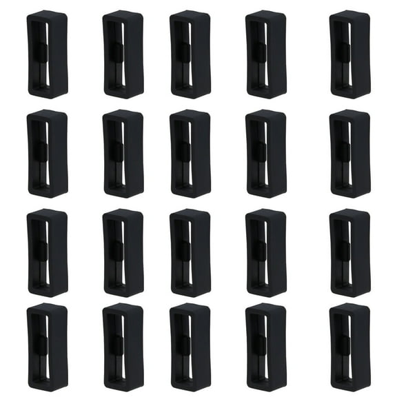 Voiceine 20Pcs Replacement Fastener Ring Silicone Watch Band Strap Loop Watch Strap Keeper Retainer Holder Connector Loop for 22mm ( Black )