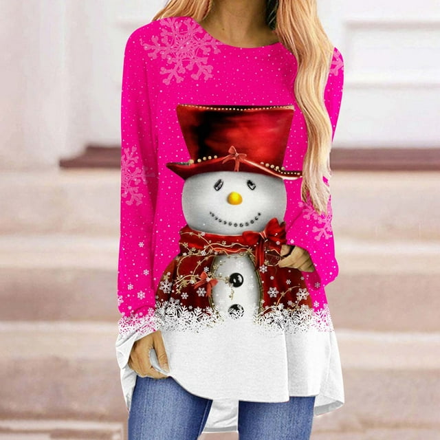 DPTALR Femmes Décontracté Manches Longues Col Rond Chandail Blouse Ample Style Ethnique Rétro Chemises Imprimées