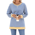 thumbnail image 2 of Sudadera Oversize para Mujer, Verano 2025, Cuello Redondo, Rayas, Larga, Aberturas Laterales, Sudaderas con Capucha Y2K Azul y S, 2 of 10