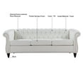 thumbnail image 5 of 84 Inch 3-Seater Sofa, PU Upholstered Living Room Sofa with Button Tufted Backrest and Nailhead Trim Armrest, Modern Long Sofa Couch with Inclined Legs and 660 lbs Weight Capacity, White, 5 of 7