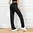 thumbnail image 6 of Four Seasons Casual Women's Side Stripes Slit Bottom Stretch High-Waisted Pants Straight Pants Track Pants, 6 of 7
