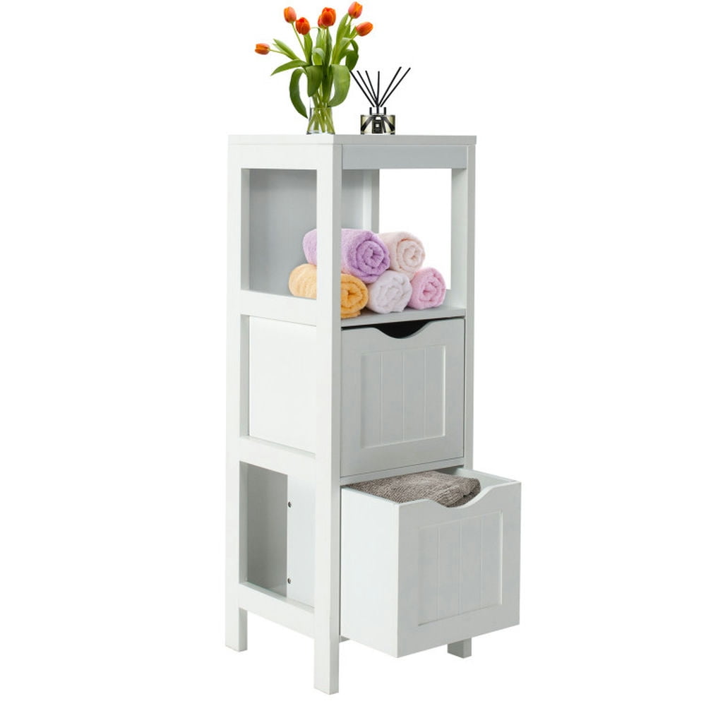 Finihen Bathroom Storage Cabinet, Bathroom Floor Cabinet, Freestanding Storage Cabinet with 2 Removable Drawers, for Bathroom, Living Room, Bedroom, Kitchen, White Finihen Bathroom Storage Cabinet, Bathroom Floor Cabinet, Freestanding Storage Cabinet with 2 Removable Drawers, for Bathroom, Living Room, Bedroom, Kitchen, White