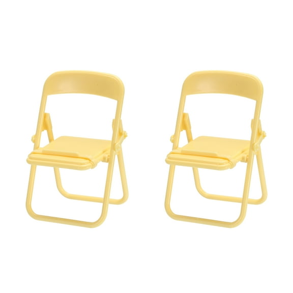 Uxcell Chair Cell Phone Stand, Candy Color Mobile Phone Holder, Multi Angle Mini Folding Chair Cradle, Yellow 2 Pack