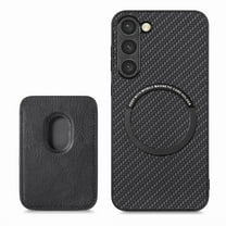 Allytech Detachable Wallet Case for Samsung Galaxy S23 FE, Fiber Texture Design Magnetic Card Holder Case for Women&Men, Slim Fit Shockproof Full Body Protective Back Cover - Black