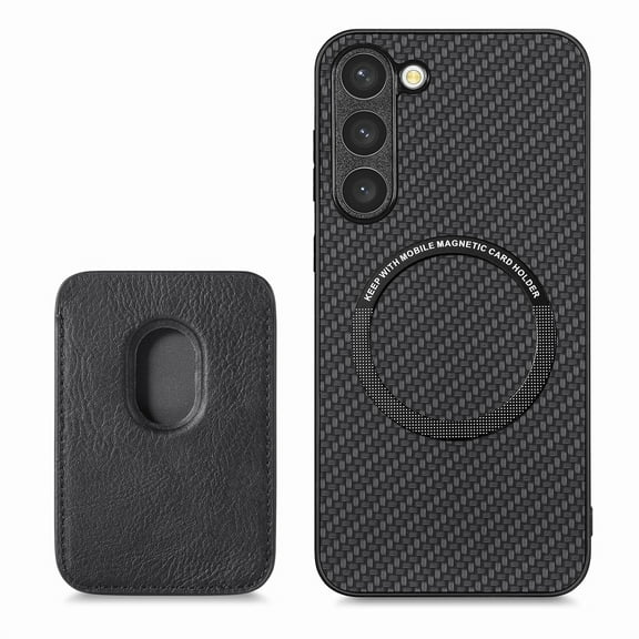 Allytech Detachable Wallet Case for Samsung Galaxy S23, Fiber Texture Design Magnetic Card Holder Case for Women&Men, Slim Fit Shockproof Full Body Protective Back Cover - Black