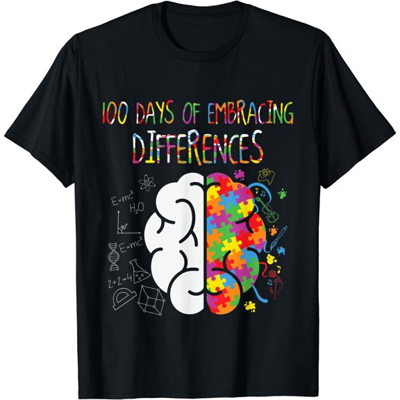100th day of School - 100 Days of Brain Autism awareness T-Shirt