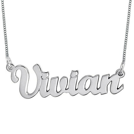 - Lovefir Personalized Birthday Gift 925 Sterling Silver Gold Plated Rose Gold Vivian Name Necklace for Mommy Women Girl(Silver-14)