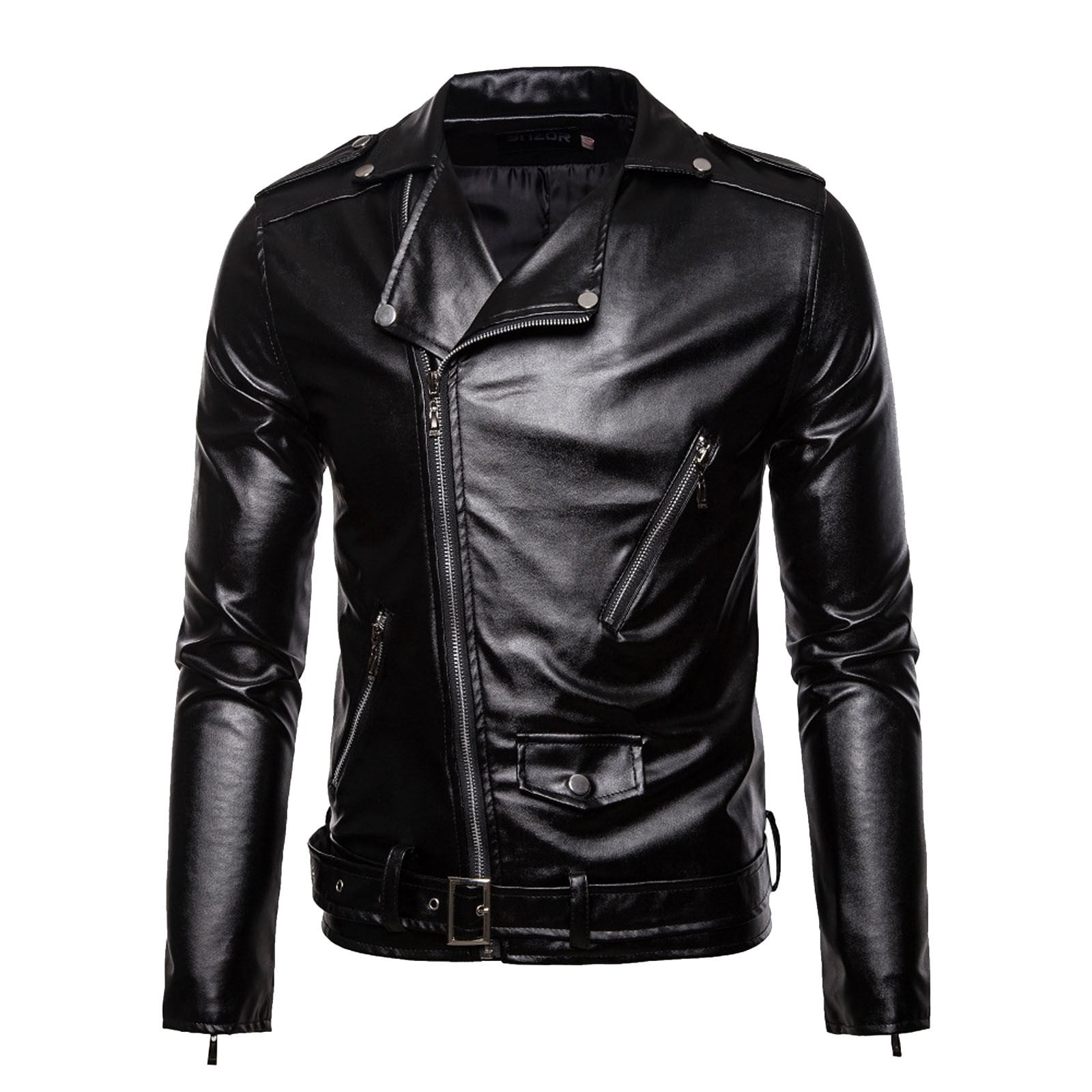 Leather Jackets For Men, Faux Bomber Jacket Men Motorcycle Lapel ...