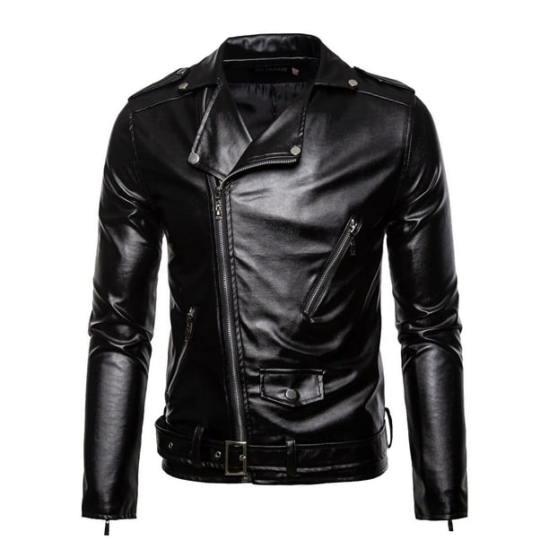 Leather Jackets For Men, Faux Bomber Jacket Men Motorcycle Lapel