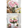 thumbnail image 4 of Morttic 12 Pieces Artificial Flowers Fake Rose Flower Pink Roses Bouquet for Valentine's Day Birthday Party Wedding Engagement Home Dinning Table Decoration (Pink, 12 PCS), 4 of 6