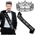 thumbnail image 1 of wonima44 Retrowavy Rip to My 20s Sash with Black Crown for Men's 30th Birthday Decorations, Death to My 20s Dirty 30 Birthday King Crown and Sash for Men, 1 of 1