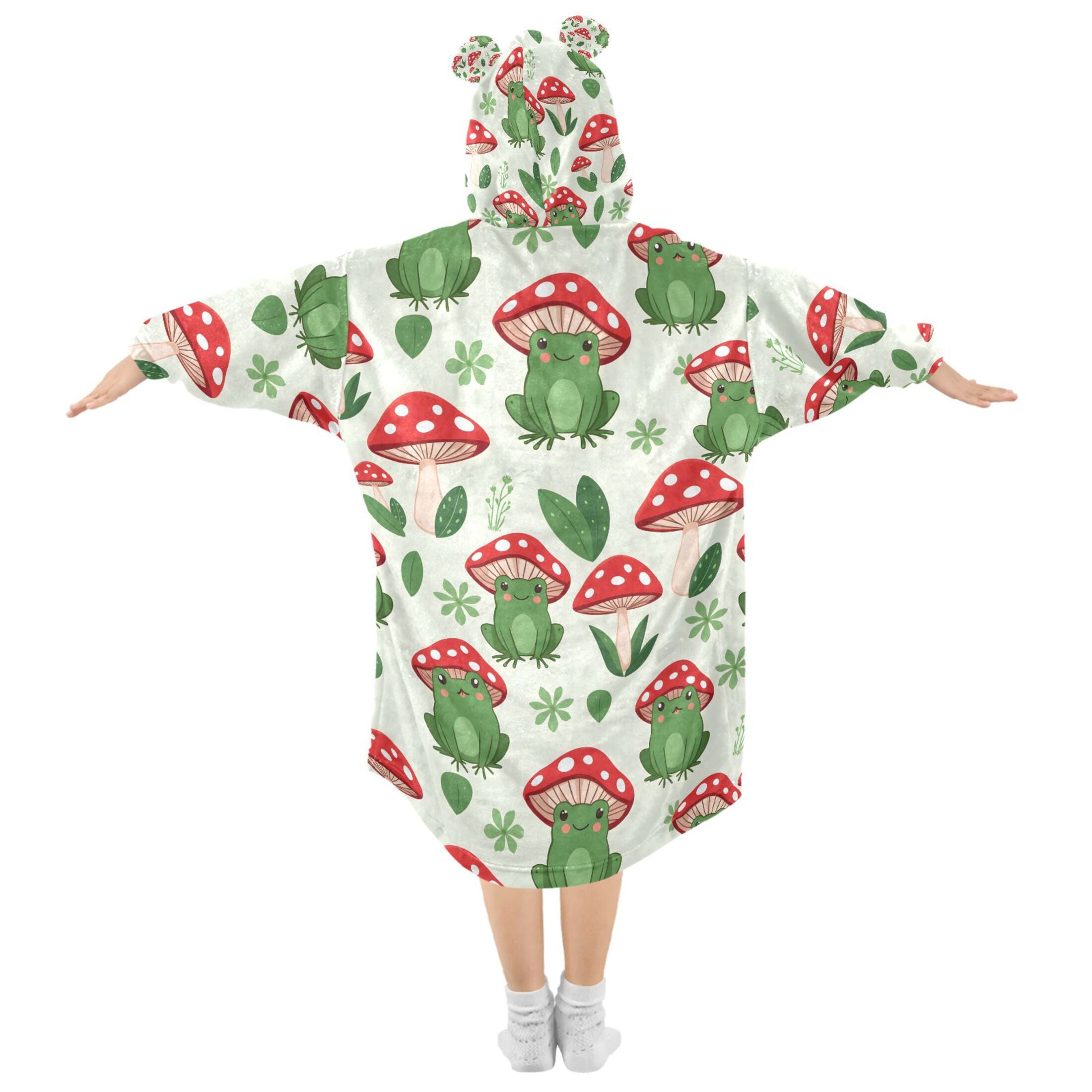 joogoo Blanket Hoodie for Frog with Mushroom Oversize Sweatshirt 3-14 YR L