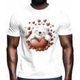thumbnail image 2 of Camisetas informales de manga corta con estampado de corazones y oso blanco para hombre., 2 of 8