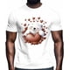 thumbnail image 2 of Camisetas informales de manga corta con estampado de corazones y oso blanco para hombre., 2 of 8