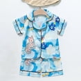 thumbnail image 2 of Ahuyic Toddler Casual Pajama Outfit Sets,Boys Girls 2 Piece Outfits,Fashion Girls And Boys' Casual Short Sleeve Top With Turndown Botton Printed Shorts Sets,Sky Blue,2 Years, 2 of 4