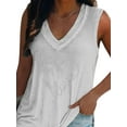 thumbnail image 3 of DYMADE Women Plus Size Hot Drill Tank Solid Color Sleeveless Loose V-neck Vest Top, 3 of 4