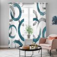 thumbnail image 5 of Turquoise Grey Kitchen Curtains 84 Inch Length, Geometric Circle Modern Abstract Simple Art Grommet Top Bedroom Living Room Curtains, Light Filtering Cafe Curtain Drapes 2 Panels Set 84''x84'', 5 of 9