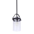 thumbnail image 4 of Craftmade ZA3311-MN Franklin Clear Glass Cylinder Outdoor Pendant, 1-Light 60 Watt, 12"H x 6"W, Midnight, 4 of 6