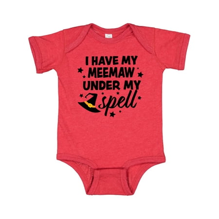 

Inktastic I Have My Meemaw Under My Spell with Cute Witch Hat Gift Baby Boy or Baby Girl Bodysuit