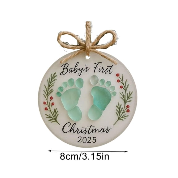 2025 Christmas Sea Glass Ornament - Random Color String Hanging Decor, Sentimental Keepsake for New Parents, Perfect for Christmas Tree & Baby Room Holiday Decor, 3.15in